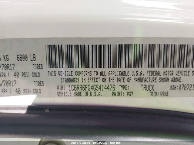 RAM 1500 Tradesman 2016 1C6RR6FGXGS414476 Image 9