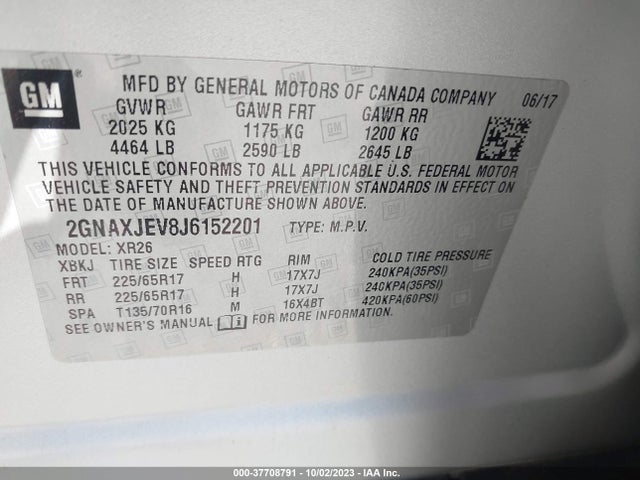 Chevrolet EQUINOX LT 2018 2GNAXJEV8J6152201 Image 9