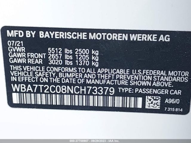 WBA7T2C08NCH73379 BMW 7 Series 740i