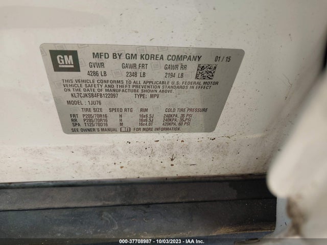 Chevrolet TRAX LS 2015 KL7CJKSB4FB122097 Image 9