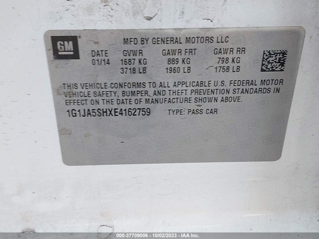 Chevrolet Sonic Ls Auto 2014 1G1JA5SHXE4162759 Image 9