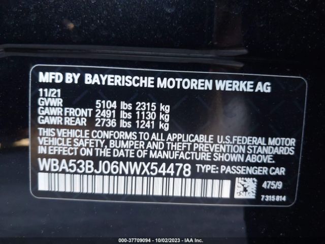 WBA53BJ06NWX54478 BMW 5 Series 540i
