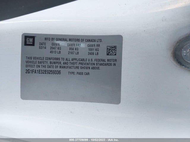 Chevrolet CAMARO LS 2014 2G1FA1E32E9259336 Image 9