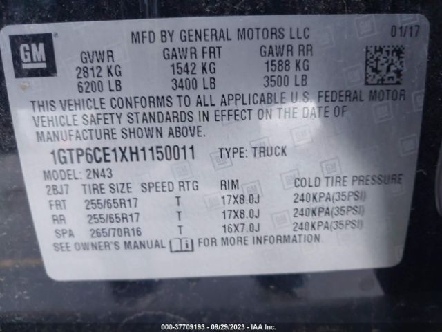 1GTP6CE1XH1150011 GMC Canyon 4wd Sle