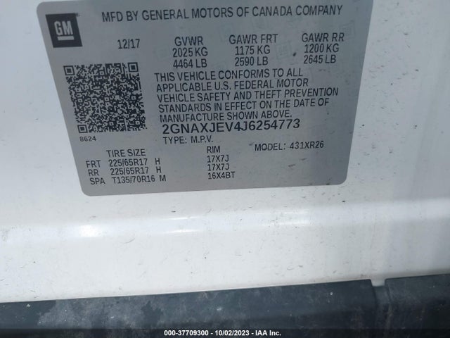 Chevrolet EQUINOX LT 2018 2GNAXJEV4J6254773 Image 9