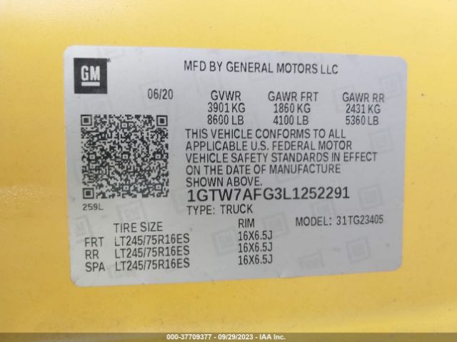 1GTW7AFG3L1252291 GMC SAVANA CARGO VAN