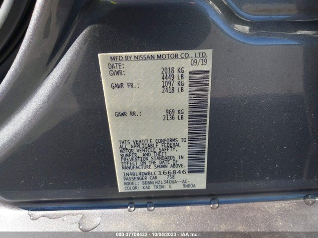 Nissan Altima 2.5 Sv 2020 1N4BL4DW8LC166846 Image 9