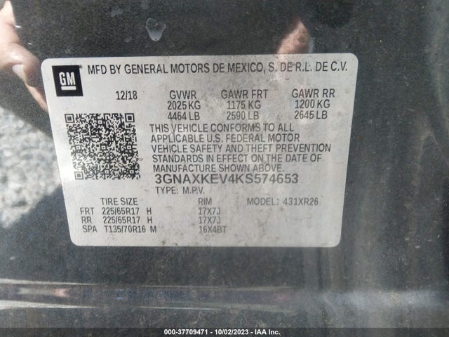 Chevrolet EQUINOX LT 2019 3GNAXKEV4KS574653 Image 9