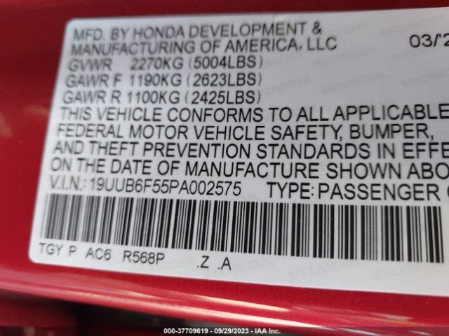 19UUB6F55PA002575 Acura Tlx W/a-spec Package