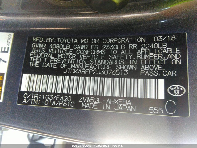 Toyota Prius Prime Plus/premium/advanced 2018 JTDKARFP2J3076513 Image 9