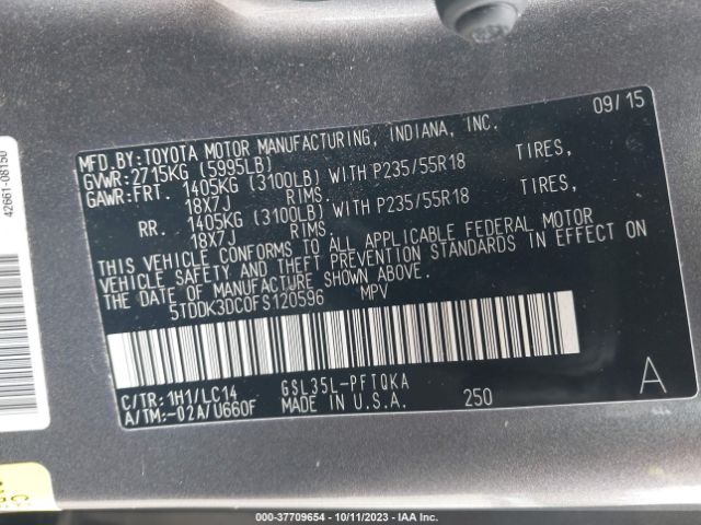 2015 TOYOTA SIENNA 5TDDK3DC0FS120596 Photo 8