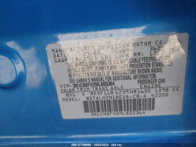 3N1CN8FV2ML805364 Nissan Versa Sr Xtronic Cvt