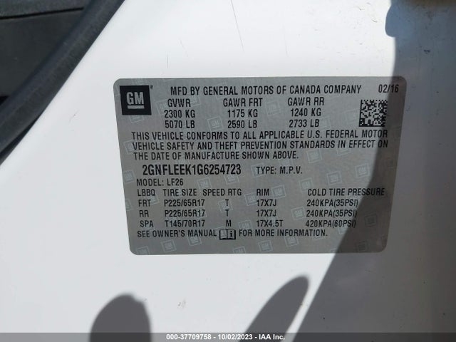 Chevrolet EQUINOX LS 2016 2GNFLEEK1G6254723 Image 9