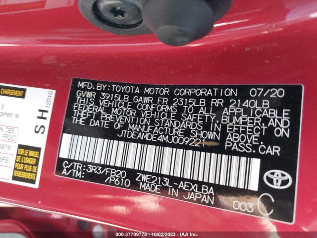 Toyota Corolla Hybrid Le 2021 JTDEAMDE4MJ009221 Image 9