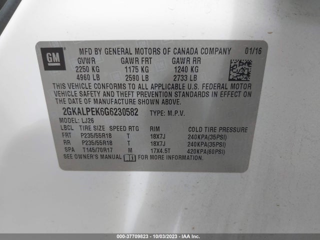 GMC Terrain Slt 2016 2GKALPEK6G6230582 Image 9