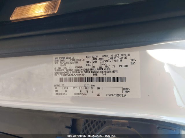 Ford TRANSIT CARGO VAN 2020 1FTBR1C8XLKA51410 Image 9