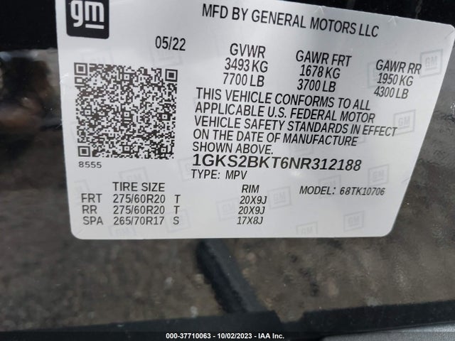 GMC Yukon 4wd Slt 2022 1GKS2BKT6NR312188 Image 9