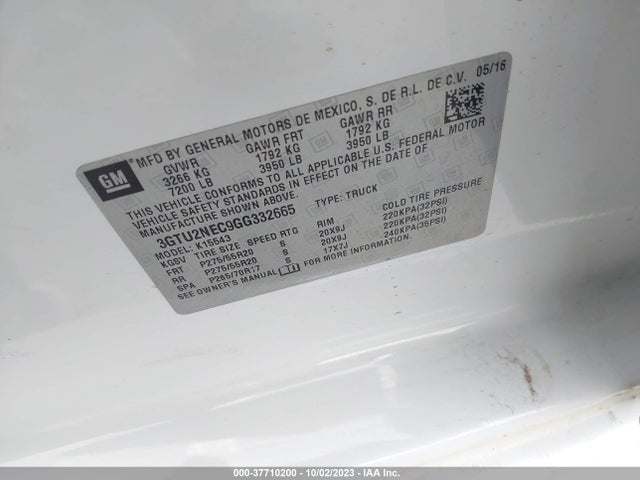 GMC Sierra 1500 Slt 2016 3GTU2NEC9GG332665 Image 9