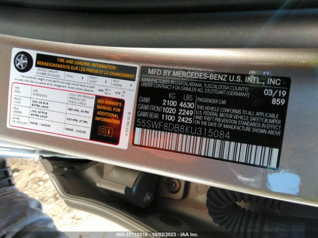 55SWF8DB8KU315084 Mercedes-Benz C-class C 300