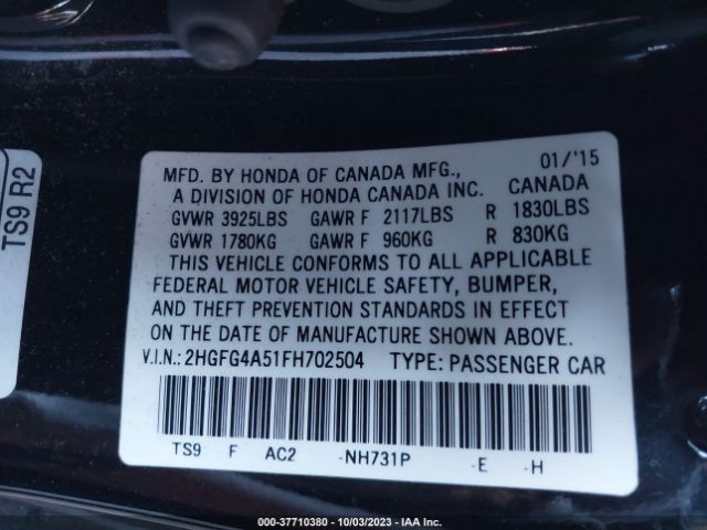 2HGFG4A51FH702504 Honda Civic Coupe Si