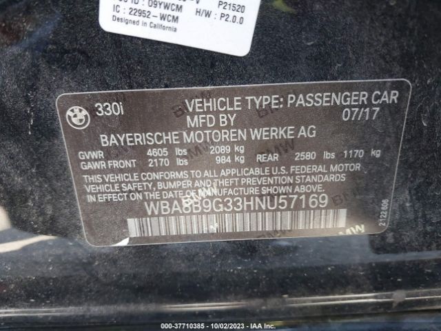 WBA8B9G33HNU57169 BMW 3 Series 330i