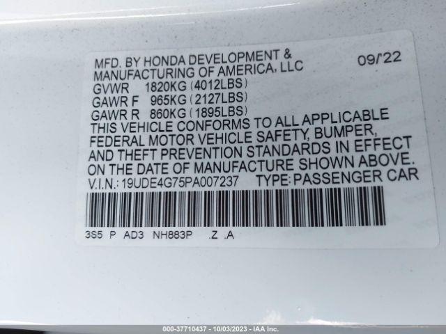 19UDE4G75PA007237 Acura Integra W/a-spec Tech Package