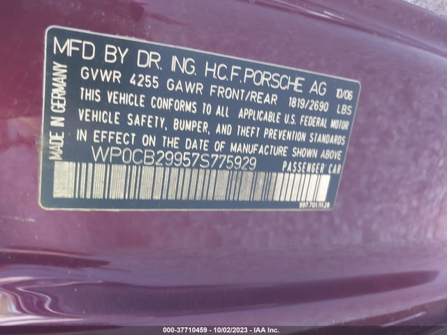 2007 PORSCHE 911 WP0CB29957S775929 Photo 8