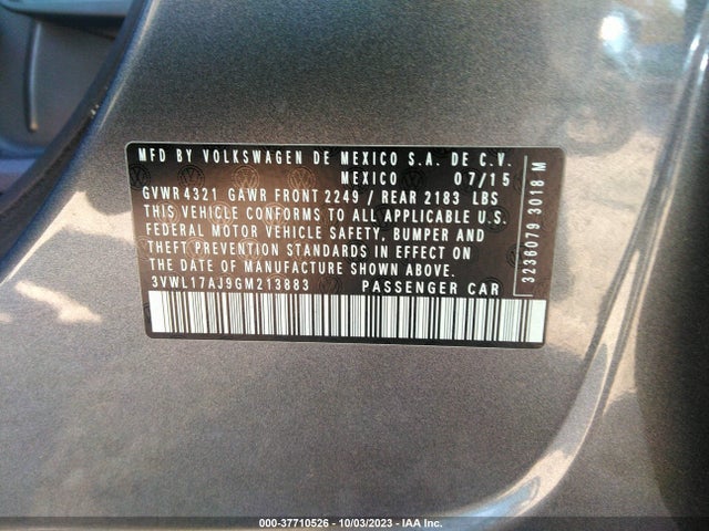 3VWL17AJ9GM213883 Volkswagen Jetta Sedan 1.8t Sel
