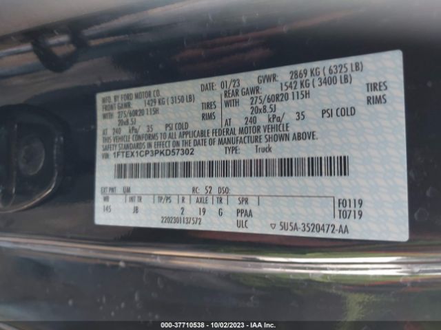 1FTEX1CP3PKD57302 Ford F-150 Xl/xlt