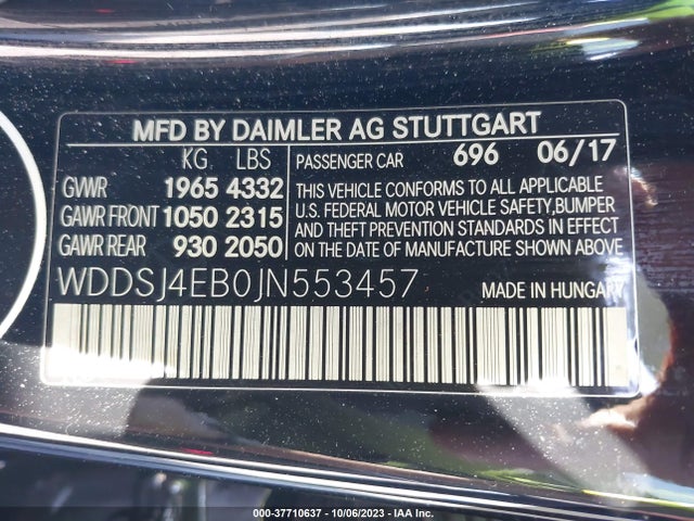 WDDSJ4EB0JN553457 Mercedes-Benz CLA 250
