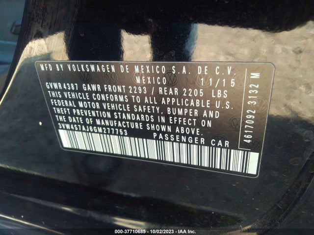 3VW4S7AJ6GM277753 Volkswagen Jetta Sedan 2.0t Gli Se