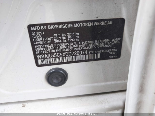 2013 BMW 5 SERIES 528I VIN: WBAXG5C5XDD229974