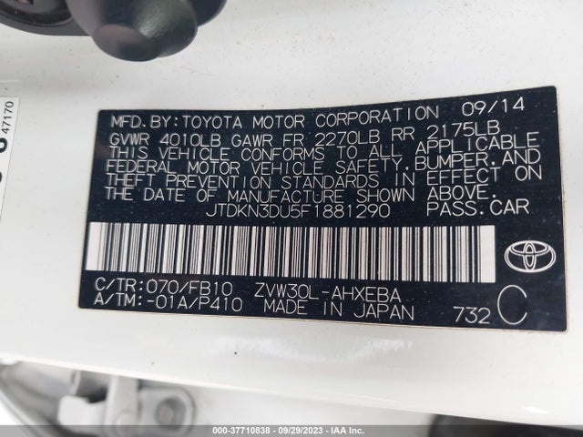 Toyota Prius Four 2015 JTDKN3DU5F1881290 Image 9