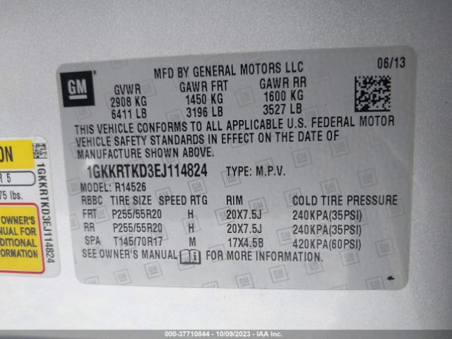 1GKKRTKD3EJ114824 GMC Acadia Denali