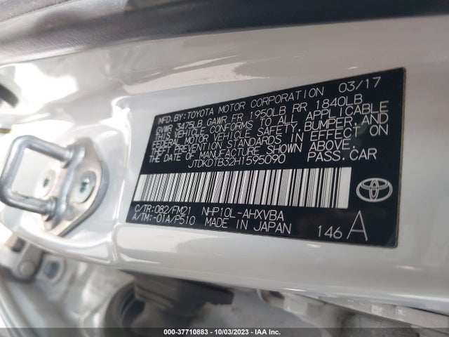 Toyota Prius C One/two/three/four 2017 JTDKDTB32H1595090 Image 9