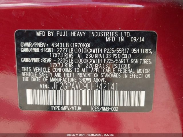 JF2GPAVC9EH342141 Subaru Xv Crosstrek Premium