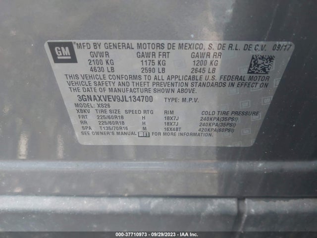 Chevrolet Equinox Premier 2018 3GNAXVEV9JL134700 Image 9