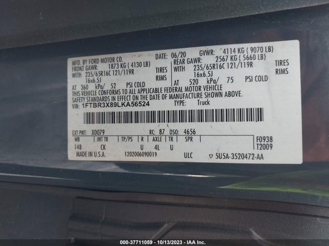 2020 FORD TRANSIT-250 CARGO VAN 1FTBR3X89LKA56524 Photo 8