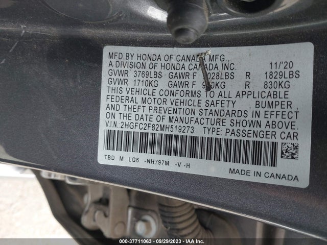 2021 HONDA CIVIC SEDAN 2HGFC2F82MH519273 Photo 8
