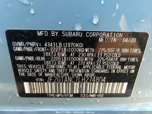 JF2GTANC7LH274804 Subaru Crosstrek Limited