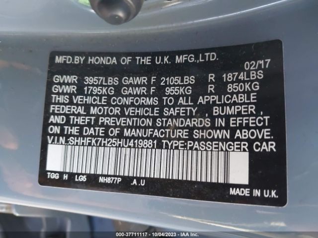 SHHFK7H25HU419881 Honda Civic Hatchback Lx