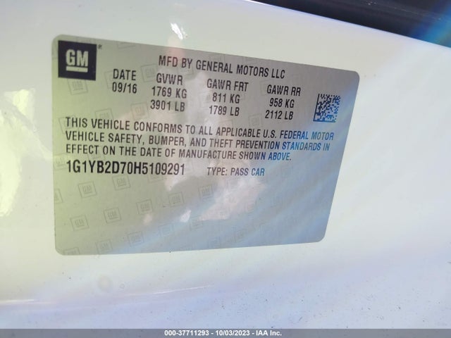 Chevrolet Corvette 1lt 2017 1G1YB2D70H5109291 Image 9