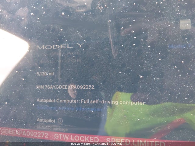 2023 TESLA MODEL Y LONG RANGE VIN: 7SAYGDEEXPA092272