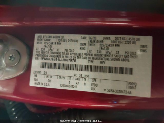 1FMCU9J91LUB67978 Ford Escape Titanium