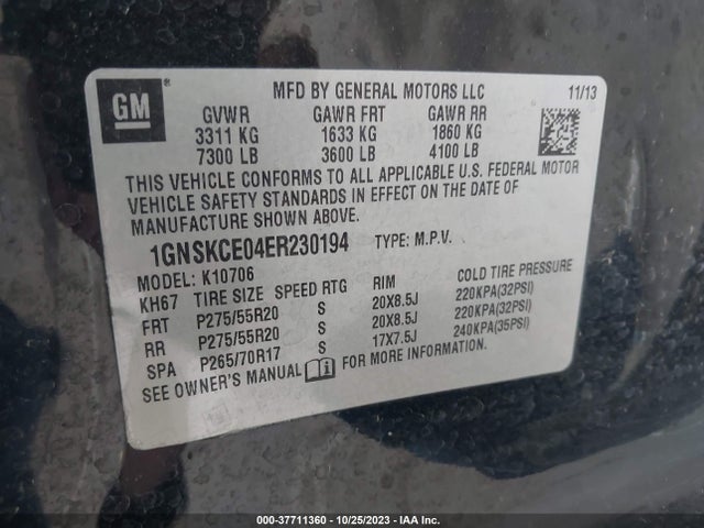 Chevrolet Tahoe Ltz 2014 1GNSKCE04ER230194 Image 9