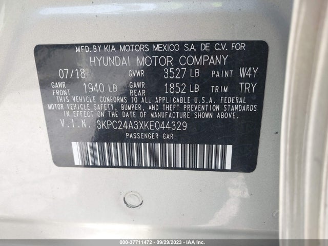 Hyundai ACCENT SE 2019 3KPC24A3XKE044329 Image 9