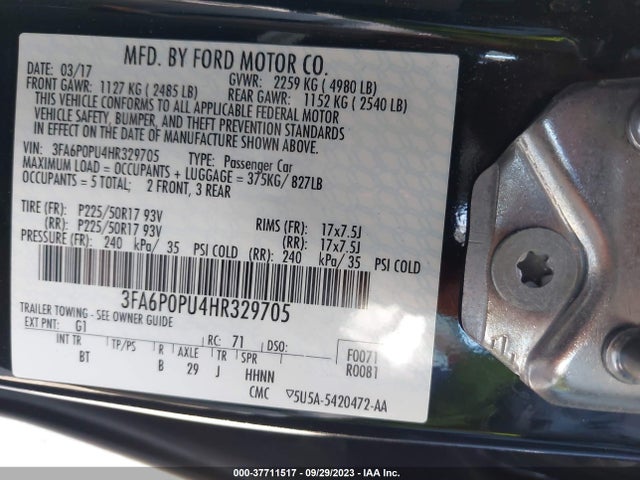 Ford Fusion Energi Se 2017 3FA6P0PU4HR329705 Image 9