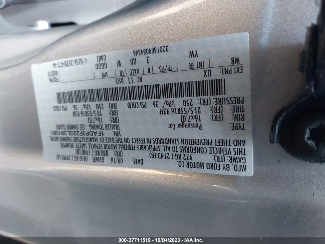 Ford FOCUS SE 2016 1FADP3F22GL381081 Image 9