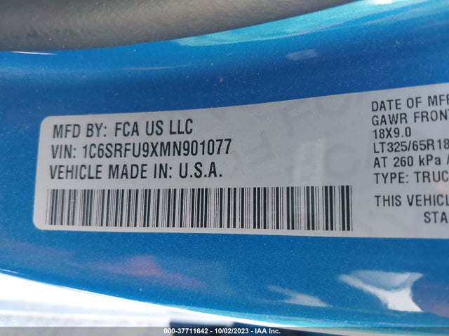 1C6SRFU9XMN901077 RAM 1500 Trx