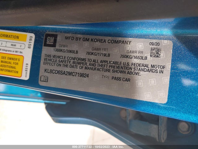 Chevrolet SPARK 1LT 2021 KL8CD6SA2MC719824 Image 9